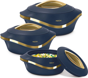 MILTON Pearl Inner Stainless Steel Jr. Set of 3 (455 ml, 860 ml, 1270 ml), Blue Pack of 3 Serve Casserole