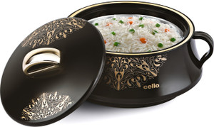 cello Midas Inner Steel and Outer Plastic Insulated Casserole | Hot Pot | Black Serve Casserole