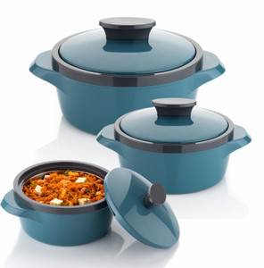 नारिया NEW CASSEROLE SET COMES WITH 3 DIFFERENT CAPACITY FOR EVERYDAY USE AT HOME 3 का पैक सर्व कैसरोल सेट