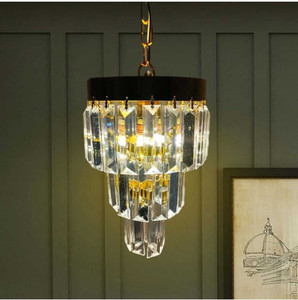 Shri Mahal Antiques 160mm Crystal Chandelier for Home Decor, Jhumar for Ceiling, LED Bulb Included Chandelier Ceiling Lamp