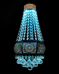 Jummer Light Interior Handicraft Multi-Colour Glass Crystal Hanging LED Jhumar ...