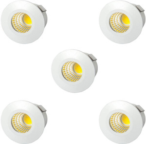 GALAXY LED 3 Watt COB Round Spot Ceiling Light, Color of LED Warm White pack of 5 Recessed Ceiling Light Ceiling Lamp