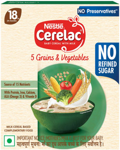 Cerelac 5 Grains & Vegetables Baby Food Cereal with No Refined Sugar & No Preservatives Cereal
