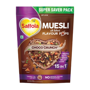 Saffola Muesli Choco Crunch with Flavour Pops, 15 in 1 - Image 6