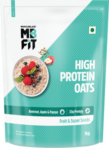 MUSCLEBLAZE Fit High Protein Oats, 23 g Protein, for Weight Management, Fruit & Super Seeds Pouch