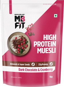 मसलब्लेज़ फिट हाई प्रोटीन मूसली, डार्क चॉकलेट एंड क्रैनबेरी, ब्रेकफास्ट सीरियल्स
