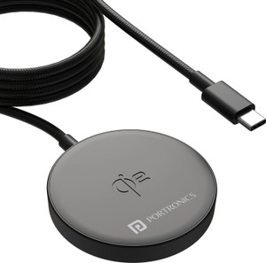 Portronics Quikk 15W Magnetic Wireless Charging Pad,Qi2 Certified, Type C input,For iPhone Charging Pad