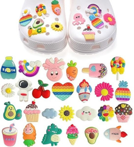 Newvent 30PCS Fun Shoe Charms Set for Crocs & Sandals Cute Cartoon Designs Multicolour Rubber Charm Set