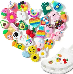 YUJASV 30Pcs Cartoon Clog Slipper Charms, Random Different Cute Shoe Decoration Charms Rubber Shoe Charm