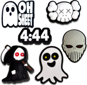 Questsole Spooky Vibes Shoe Charms Pack – Ghosts, Skulls & Dark Aesthetic Icons Rubber Shoe Charm