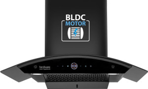 Hindware Smart Appliances Nadia BLDC 75 IN Auto Clean Wall Mounted Black 1600 CMH Chimney