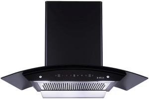 Elica WDFL 906 HAC LTW MS NERO Auto Clean Curved Glass 90 cm| 15 Years Motor Warranty|Heat Autoclean| Gesture Control| Filterless|Powerful Suction | Low Noise Wall Mounted Black 1350 CMH Chimney