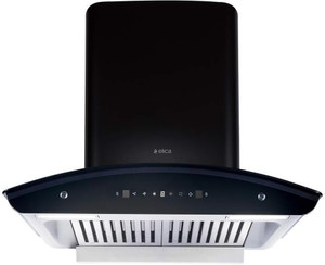 Elica WD TBF HAC 60 MS NERO Auto Clean Curved Glass 60 cm| 15 Years Motor Warranty| Heat Autoclean| Gesture Control| Baffle Filter|Powerful Suction | Low Noise Wall Mounted Black 1500 CMH Chimney