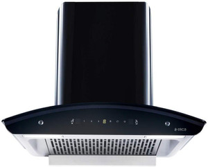 Elica WD TFL HAC 60 MS NERO Auto Clean Curved Glass 60 cm| 15 Years Motor Warranty| Heat Autoclean| Gesture Control| Filterless|Powerful Suction | Low Noise Wall Mounted Black 1600 CMH Chimney