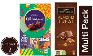 Cadbury Celebrations 62g & Temptation Almond Treat Chocolate 72g pack of 2 Bars