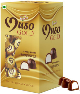 Tosca Muso Gold Chocolate- Center Filled Milk (60 pcs in a Box) Fudges