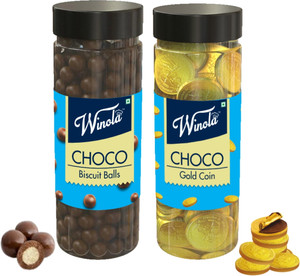 विनोला Combo of Biscuit Balls 150g, & Choco Coin 175g (Pack of 2)