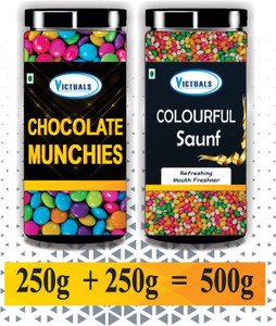 Victuals Chocolate Munchies & Colourful Saunf Combo ( 250gm each ) For Cake Decoration | Truffles