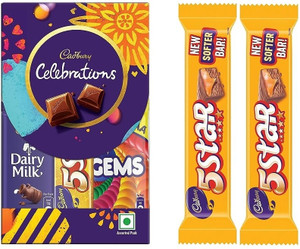 Cadbury Celebrations Chocolate Gift Pack 60g & 5 Star Chocolate Bar, 40gx2 pack of 3 Bars