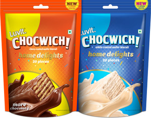 LuvIt Chocwich & Chocwich White Home Delights Wafer Chocolates | Crunchy & Delicious | Bars