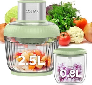 Costar by COSTAR Electric Chopper for Kitchen, Meat Grinder with 2.5L & 0.8L Glass Bowls Electric Vegetable & Fruit Chopper