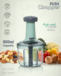 OFFYX Big size hand push 900 ML with 4 Stainless Steel Blades Vegetable & Fruit Chopper