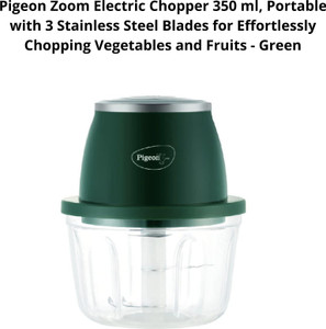 Pigeon by Pigeon Zoom 350 ml Portable, 3 Stainless Steel Blades (Green) Electric Vegetable & Fruit Chopper