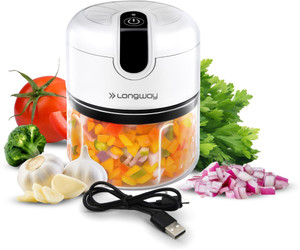 Longway Slicer Rechargeable Mini Electric Chopper | One Touch Operation Electric Vegetable & Fruit Chopper