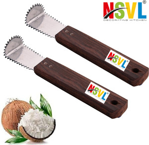 NSVL Steel Coconut Grater / Scraper Manual Wooden Handle Coconut Peeler Scrapper 2 pc नारियल