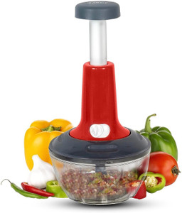 PW PENCILWALA Manual Hand-Press Vegetable Chopper, Cutter with 03 Blade for Kitchen Vegetable & Fruit Chopper
