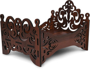 MSK Craft Ladu Gopal ji Wooden Bed with Intricate Carved Design for Kanha Ji/Gopal Ji Wooden Pooja Chowki