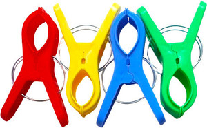 BharatSS Bharat - Saree Pre-Pleating Big Clips - Multi-Color Pack of 4 | Plastic Cloth Clips