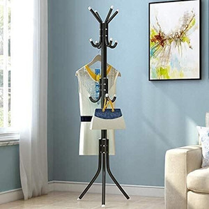 लकज़र 8 Hook Metal Coat Hanger Sturdy and Durable - WHITE (67.7x15.7inch) स्टील फ्लोर क्लॉथ ड्रायर स्टैंड