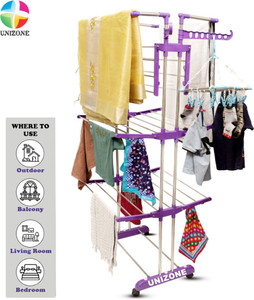 Unizone Steel, Plastic Floor Cloth Dryer Stand Jumbo Clothes Drying Stand | Foldable, Stainless Steel & Heavy Duty Dryer Stand