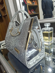 e n decor Party Silver  Clutch