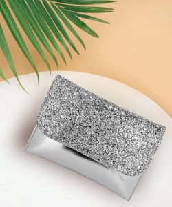 lookingfab Casual Silver  Clutch