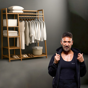 ADA Natural Bamboo Wood Coat Garment Rack, 5-Tier Freestanding Cloth ...