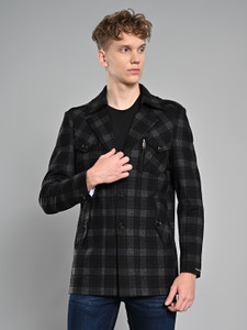 KILLER Polyester Viscose Blend Checkered Coat