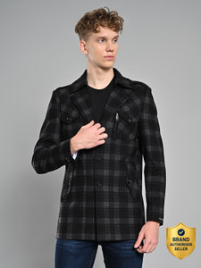 KILLER Polyester Viscose Blend Checkered Coat