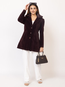 LADY LEAF Suede Solid Coat