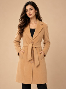 LADY LEAF Suede Solid Coat