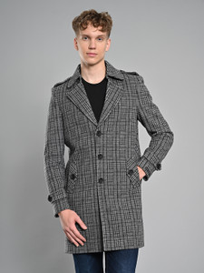 KILLER Polyester Viscose Blend Checkered Coat