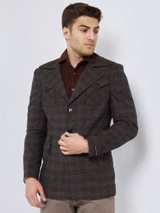 KILLER Polyester Viscose Blend Checkered Coat