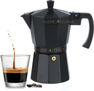 RADHE ALLIANCE Classic Moka Pot, Stovetop,Espresso Coffee Maker, 300ML, Premium Aluminium Built Personal Coffee Maker