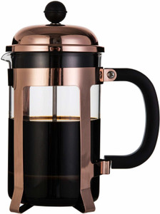 InstaCuppa French Press 600ml with 4 Part Superior Filter BPA Free Borosilicate Glass Carafe Heat Resistant Handle Copper 6 Cups Coffee Maker