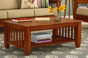 Banshi Solid Wood Coffee Table with Shelf | Stylish Center Table for Home Solid Wood Coffee Table