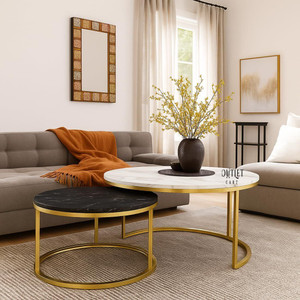 Creation Art Round -coffee-table Engineered Wood Coffee Table