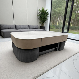 THE ATTIC The Attic Victoria Coffee Table Set with 2 stools , marble top coffee table Solid Wood Coffee Table