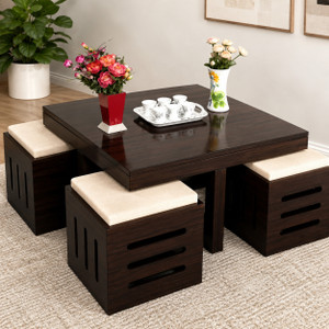Kendalwood Furniture Wooden Center Table Tea Table for Living room Furniture Wooden Center Table Tea Table With 4 Stool Solid Wood Coffee Table