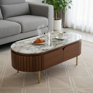 Luxeco Homes Coffee table Pixle white Stone Coffee Table
